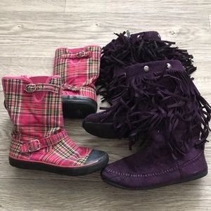 2 pair girls boots